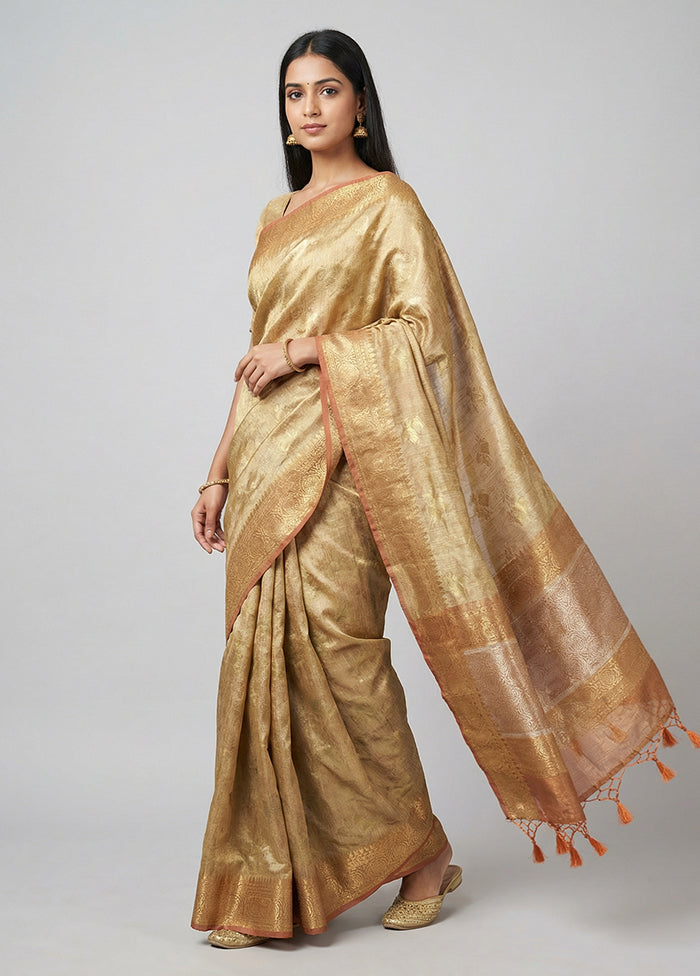 Gold Tissue Silk Saree With Blouse Piece