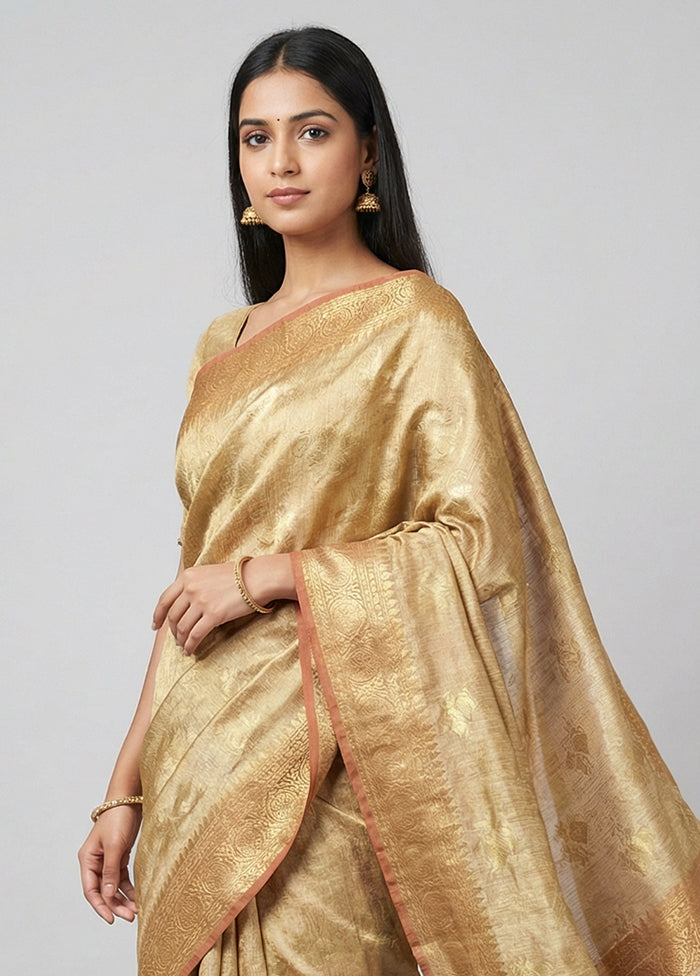 Gold Tissue Silk Saree With Blouse Piece