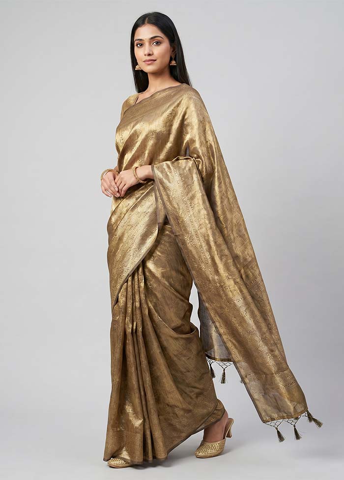 Gold Tissue Silk Saree With Blouse Piece