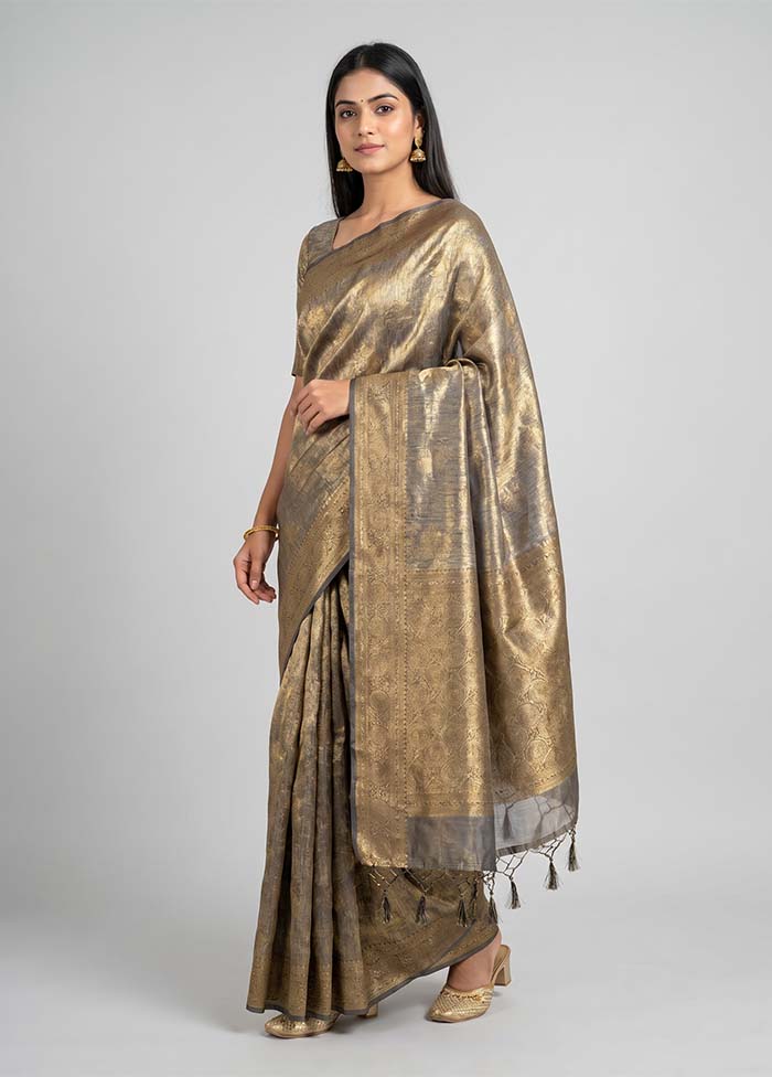 Gold Tissue Silk Saree With Blouse Piece