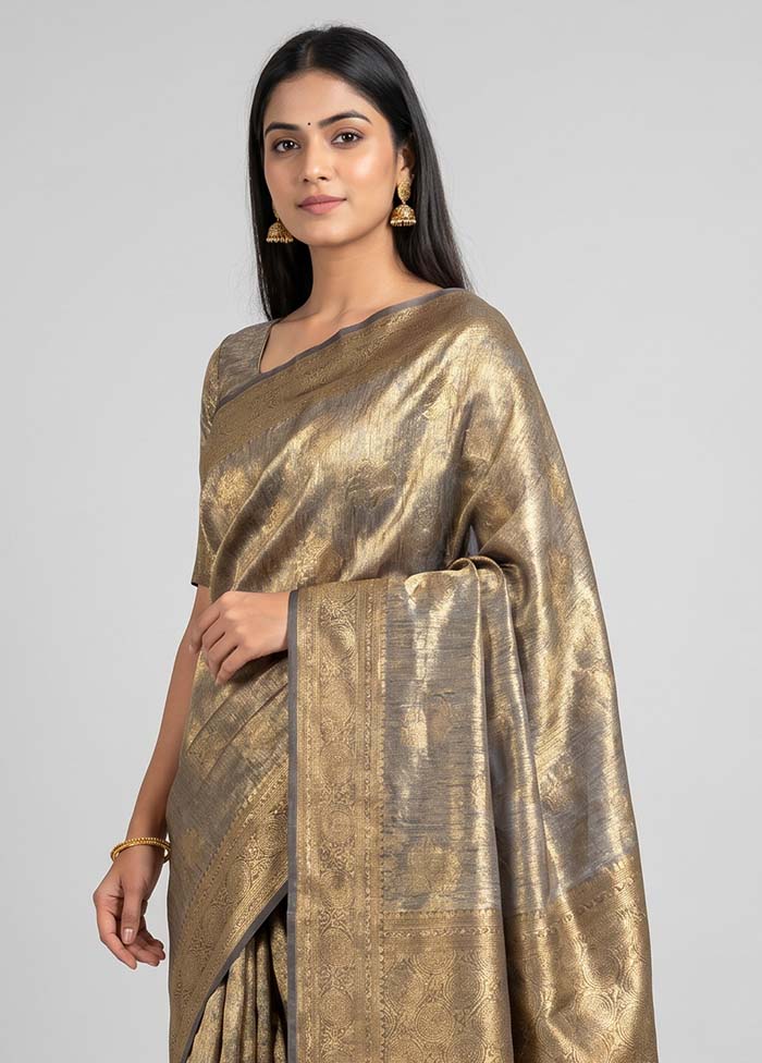 Gold Tissue Silk Saree With Blouse Piece