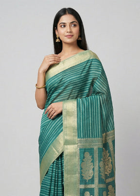 Green Kora Silk Saree With Blouse Piece