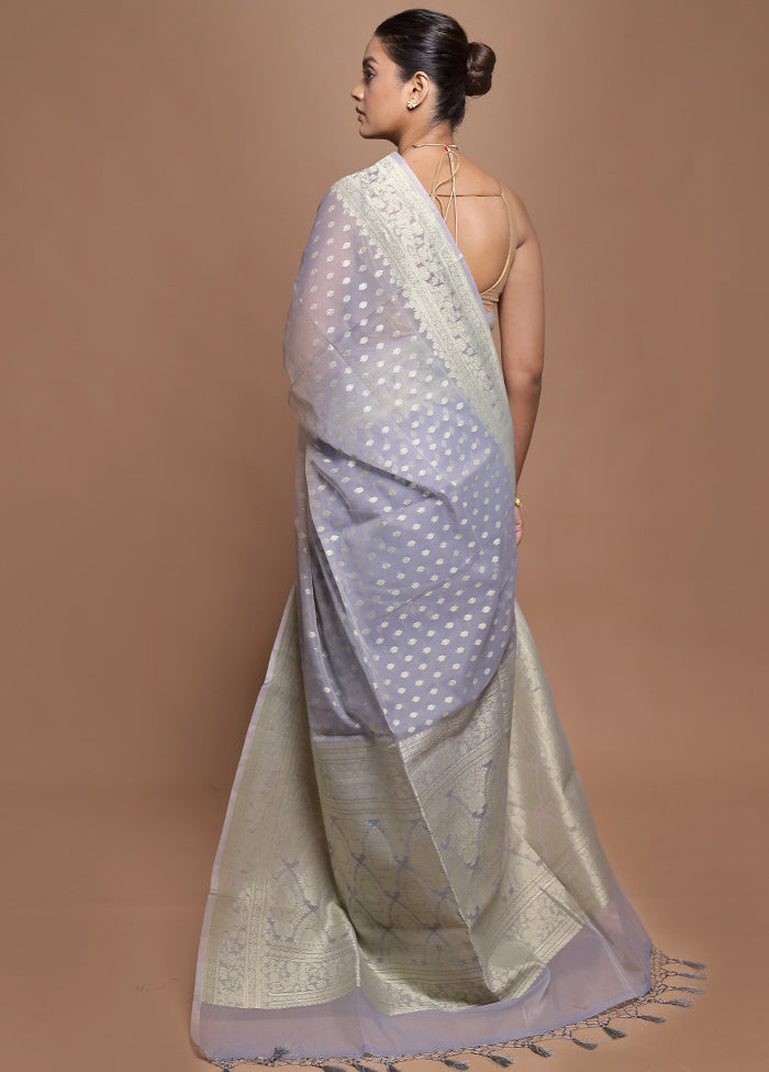 Grey Kora Silk Saree With Blouse Piece