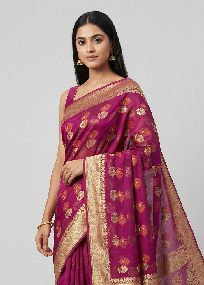 Purple Kora Silk Saree With Blouse Piece