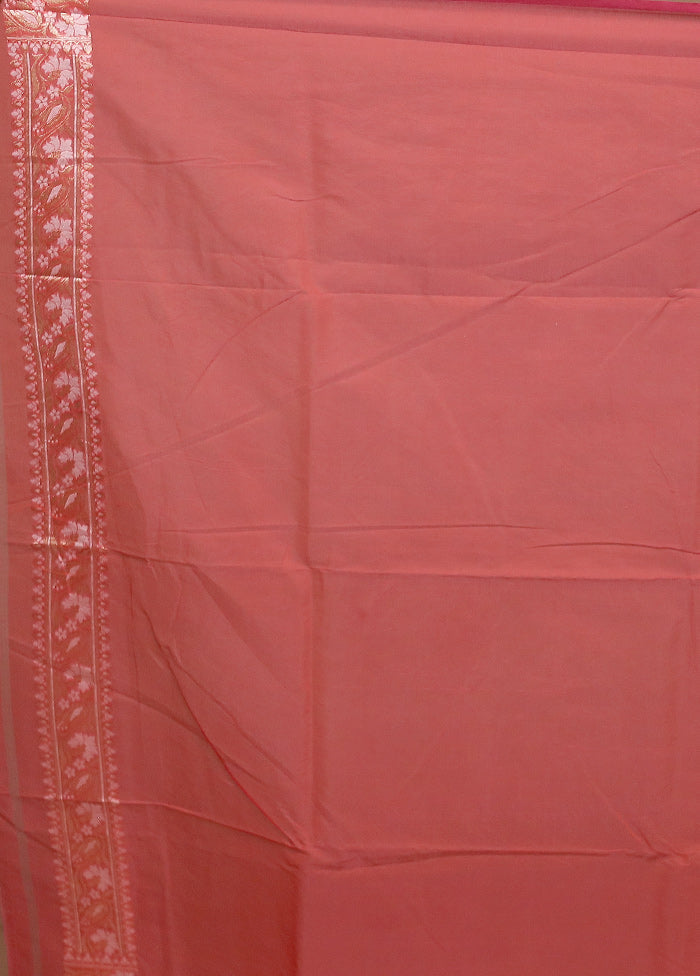 Pink Kora Silk Saree With Blouse Piece