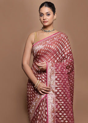 Brown Kora Silk Saree With Blouse Piece