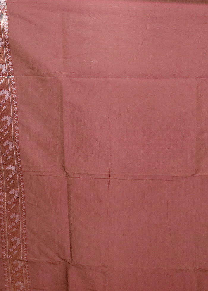 Brown Kora Silk Saree With Blouse Piece