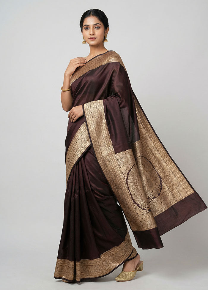 Maroon Banarasi Silk Saree With Blouse Piece