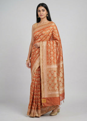 Pink Kora Silk Saree With Blouse Piece