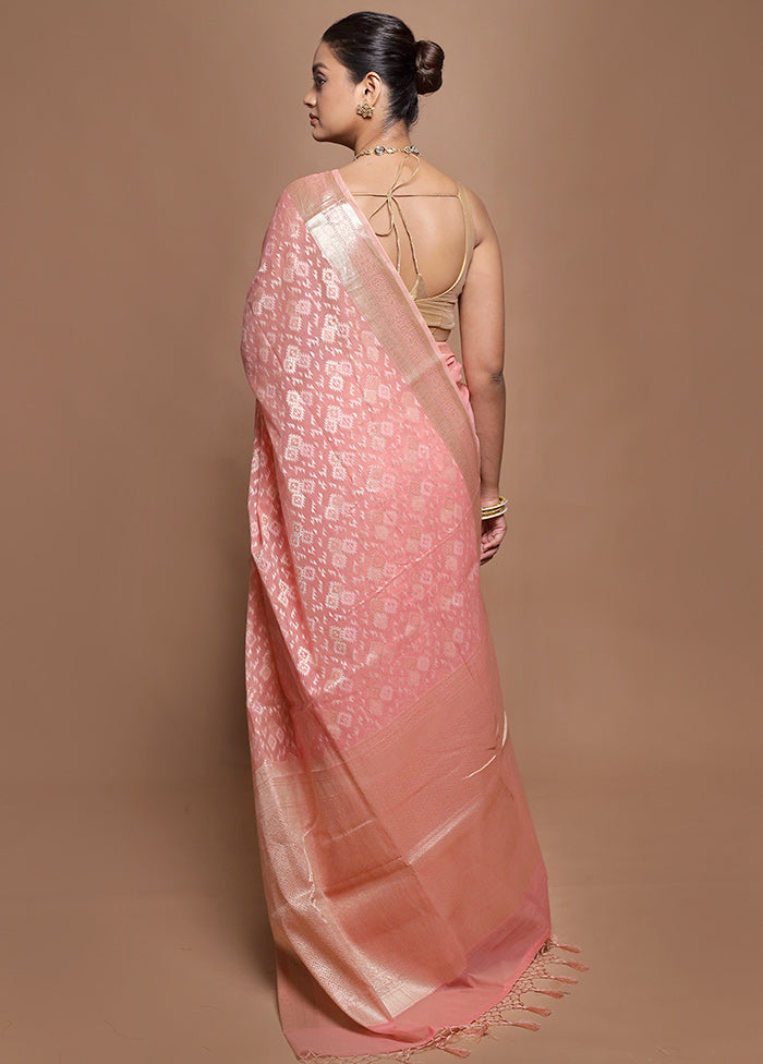 Pink Kora Silk Saree With Blouse Piece