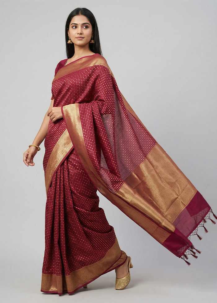 Purple Kora Silk Saree With Blouse Piece