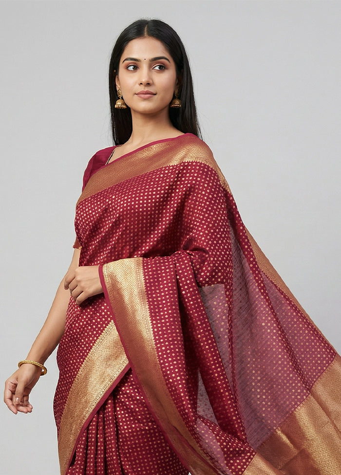 Purple Kora Silk Saree With Blouse Piece