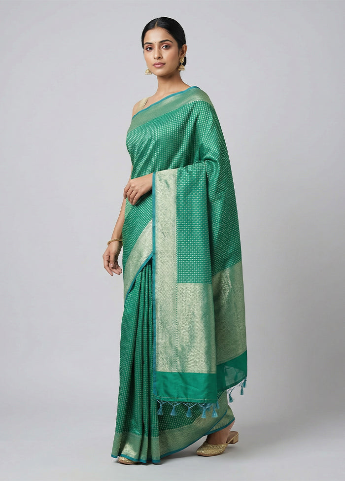 Green Kora Silk Saree With Blouse Piece