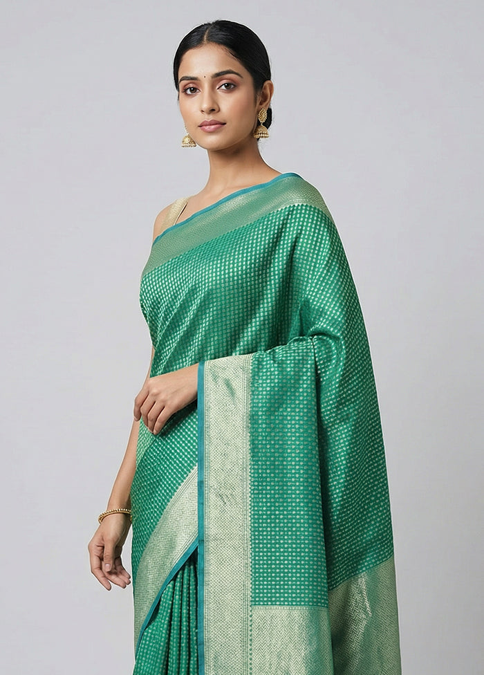Green Kora Silk Saree With Blouse Piece