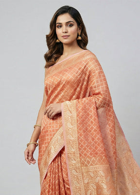 Rust Tissue Silk Saree With Blouse Piece