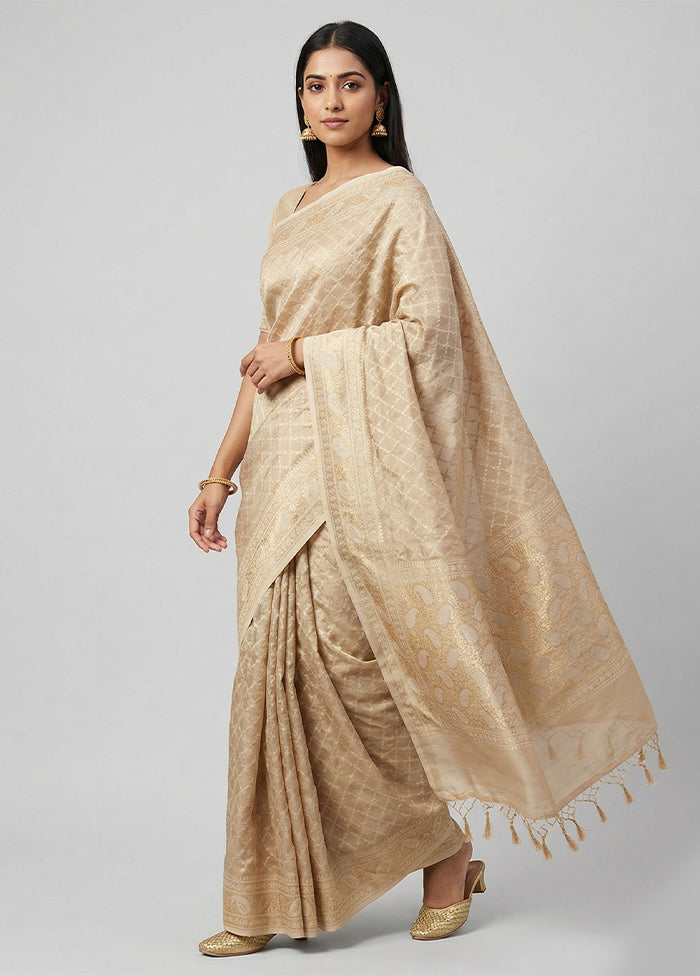 Cream Tissue Silk Saree With Blouse Piece