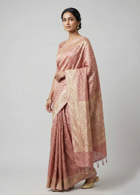 Pink Tissue Silk Saree With Blouse Piece