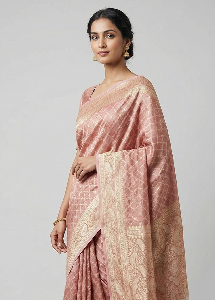Pink Tissue Silk Saree With Blouse Piece