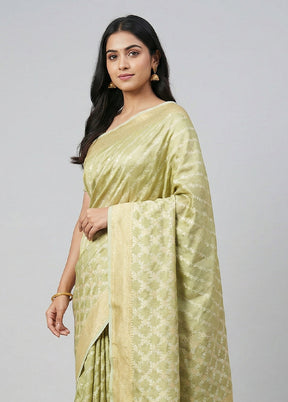 Green Tissue Silk Saree With Blouse Piece