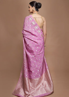Purple Dupion Silk Saree With Blouse Piece