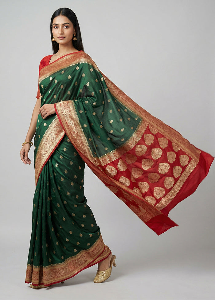 Green Georgette Saree With Blouse Piece