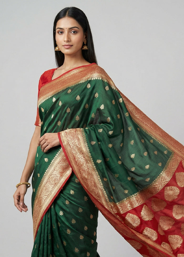 Green Georgette Saree With Blouse Piece