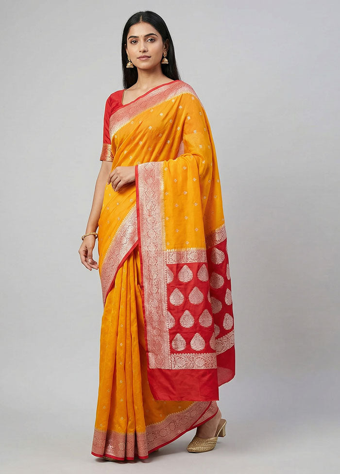 Yellow Georgette Saree With Blouse Piece