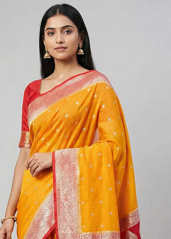 Yellow Georgette Saree With Blouse Piece