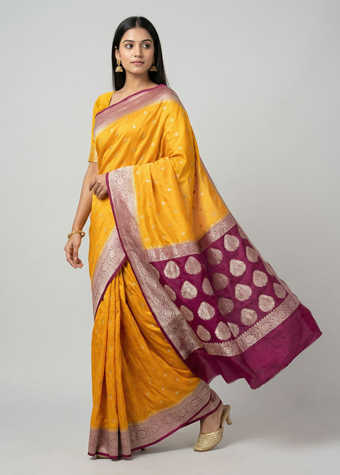 Yellow Georgette Saree With Blouse Piece
