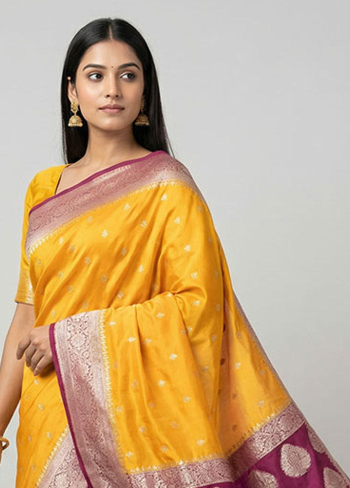 Yellow Georgette Saree With Blouse Piece