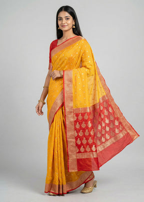 Yellow Georgette Saree With Blouse Piece