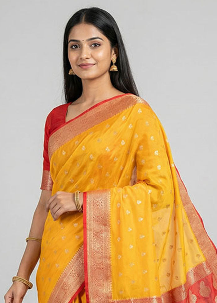 Yellow Georgette Saree With Blouse Piece