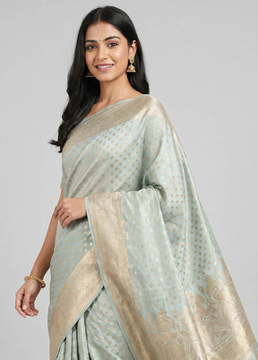 Green Banarasi Silk Saree With Blouse Piece