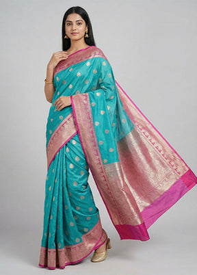 Green Katan Silk Saree With Blouse Piece