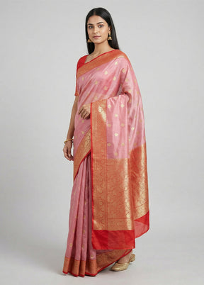 Pink Tissue Silk Saree With Blouse Piece