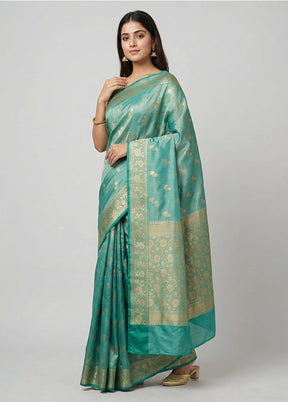 Green Tissue Silk Saree With Blouse Piece