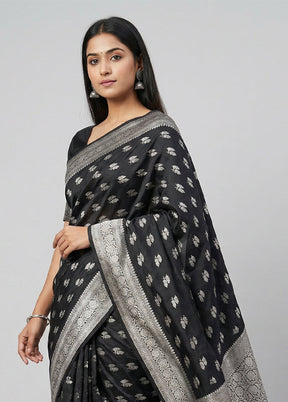 Black Katan Silk Saree With Blouse Piece
