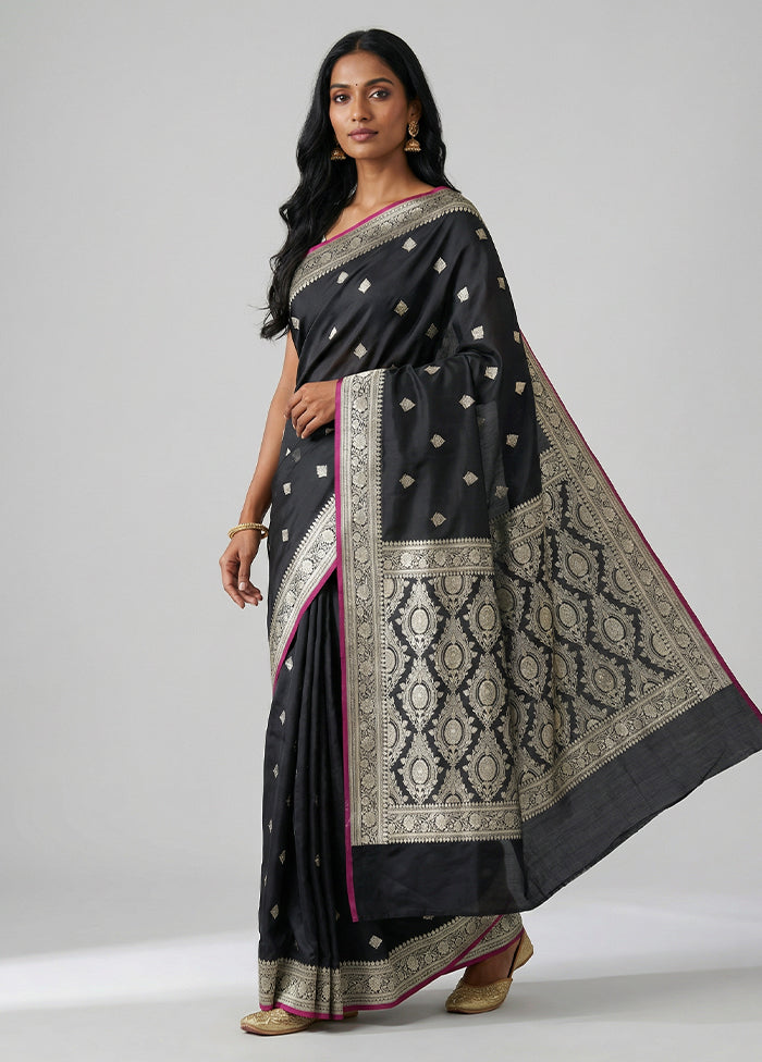 Black Katan Silk Saree With Blouse Piece