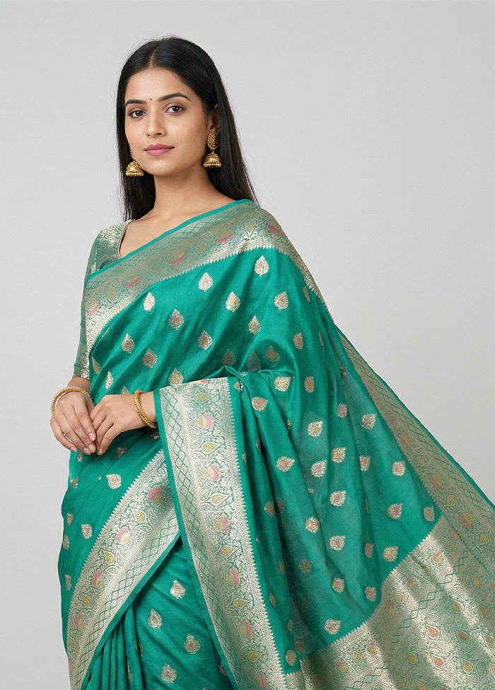 Green Katan Silk Saree With Blouse Piece