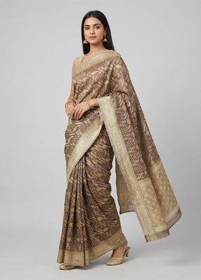 Grey Kora Silk Saree With Blouse Piece