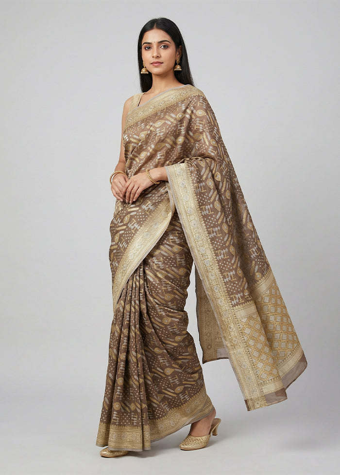 Grey Kora Silk Saree With Blouse Piece