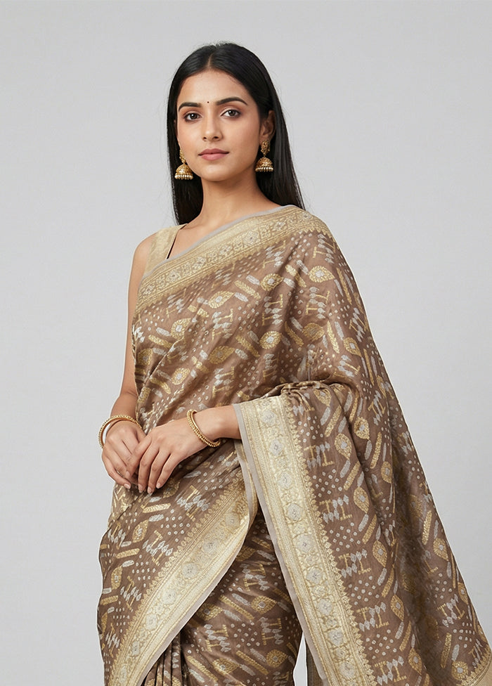 Grey Kora Silk Saree With Blouse Piece