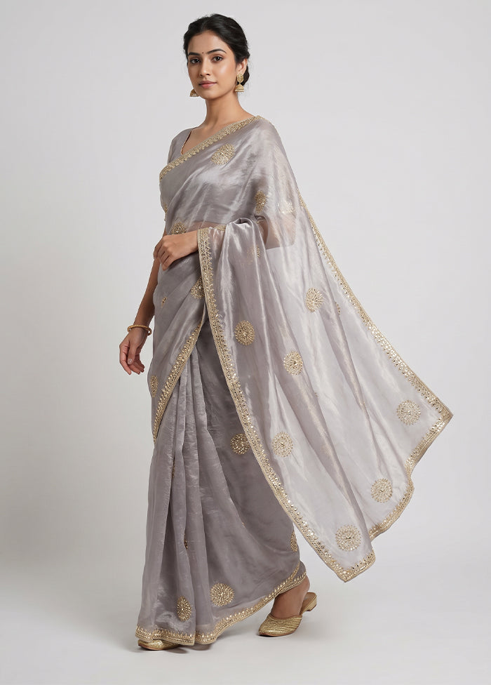 Cream Handloom Tissue Pure Silk Saree With Blouse Piece