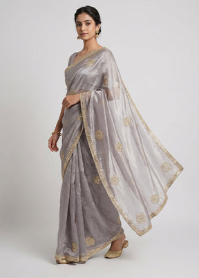 Cream Handloom Tissue Pure Silk Saree With Blouse Piece