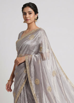 Cream Handloom Tissue Pure Silk Saree With Blouse Piece
