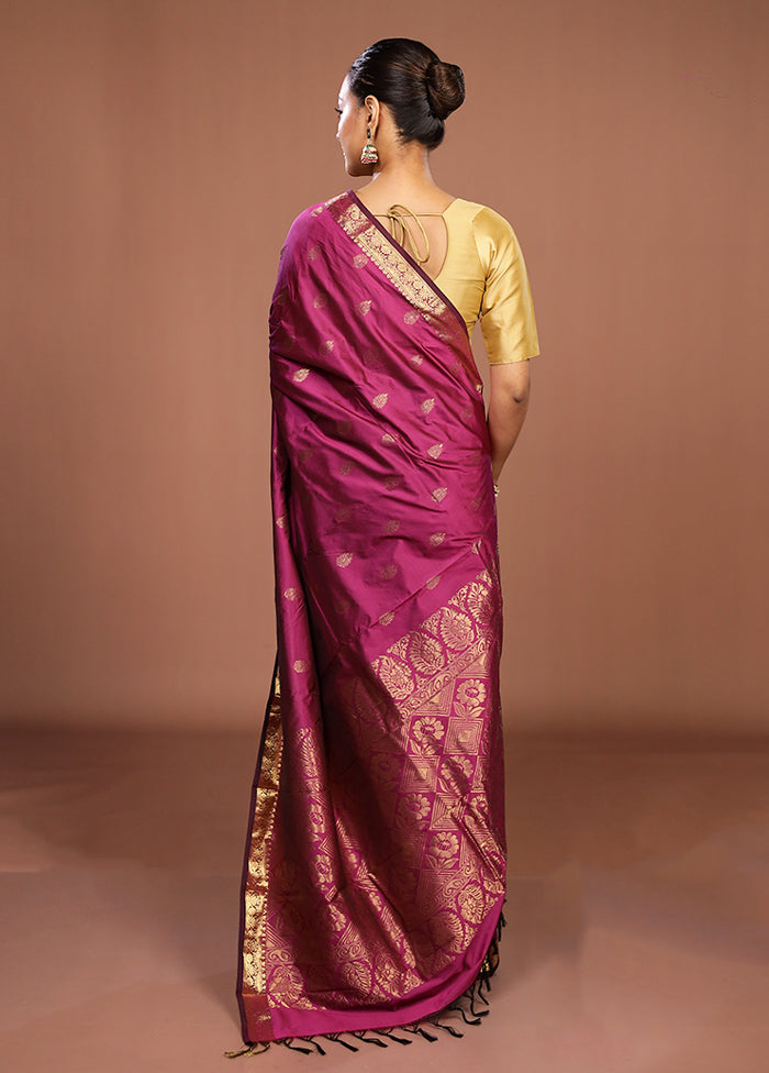 Purple Kanjivaram Silk Saree With Blouse Piece