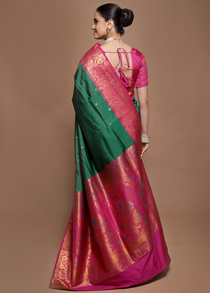 Green Kanjivaram Silk Saree With Blouse Piece