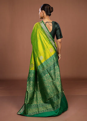 Green Handloom Bomkai Pure Silk Saree With Blouse Piece