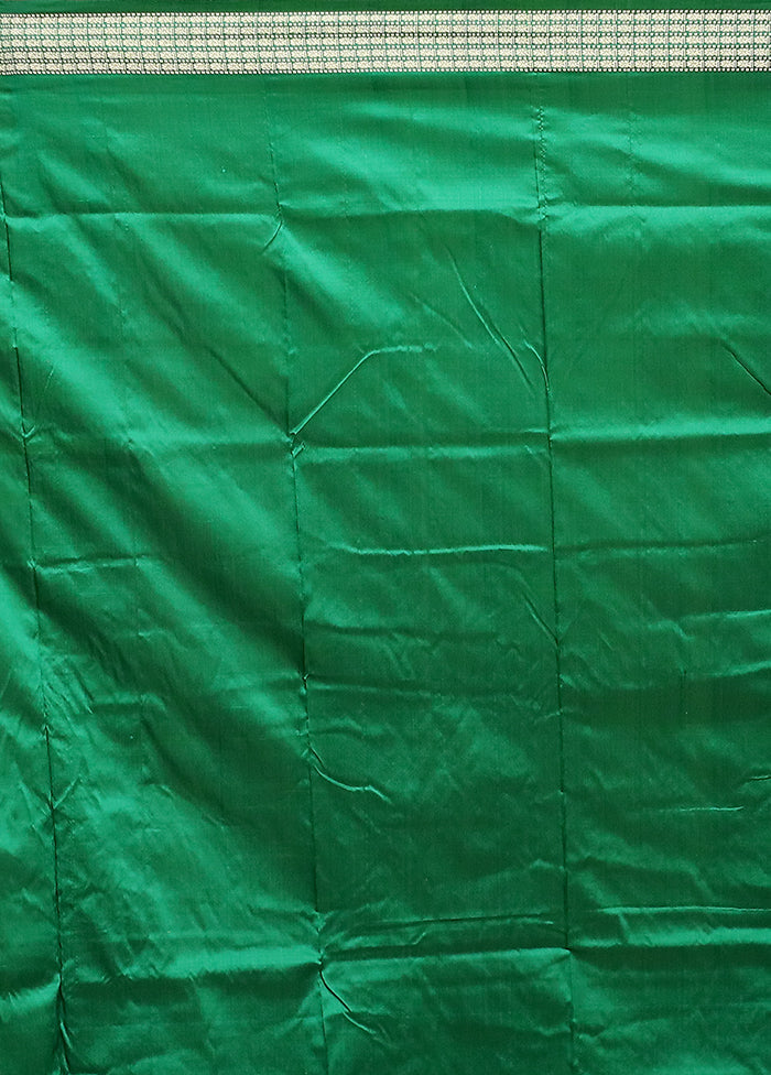 Green Handloom Bomkai Pure Silk Saree With Blouse Piece
