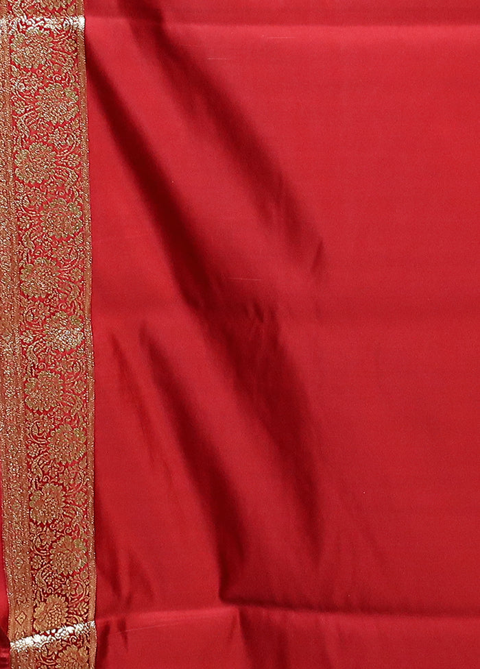Maroon Banarasi Silk Saree With Blouse Piece
